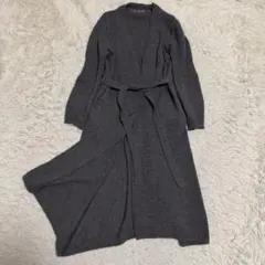 サンプル品極美品　45R ロングコート　ベルテッドコート　ニット　ウール