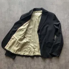 カシミヤ混 テーラードジャケット 黒 裏地派手vintage 90s アーカイブ