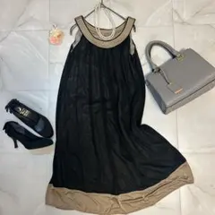 日本製❣️【ボールジィ トゥモローランド 】38シアーワンピース 黒 ベージュ