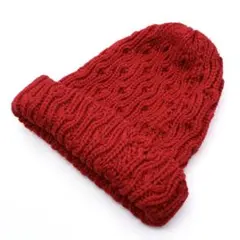 US買付 ニット キャップ ハンドメイド ニット帽 赤 ビーニー