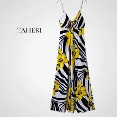 TAHERI キャミワンピース マキシ丈 S 花柄 透け感 リゾート ビーチ 夏