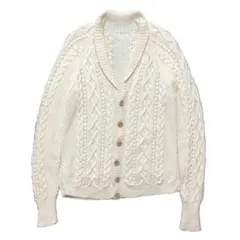 ヴィンテージ 古着 フィッシャーマン カーディガン ハンドニット ウールニット