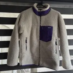Patagonia フリースジャケット クリーム色/紫　ボーイズＸＬ