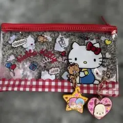 ハローキティ 透明ペンケース チャーム2点オマケ付き新品送料税込