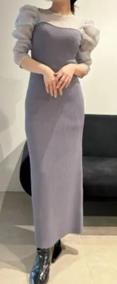 FRAY I.D オーガンスリーブニットコンビワンピース