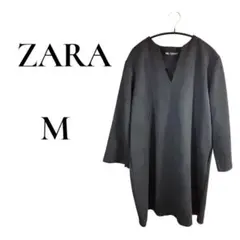 ZARA ベロア　ブラック　七分袖　チュニック　ゆったり