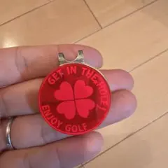 ゴルフマーカー クリップ式 レッド 四つ葉