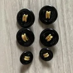 黒の金色装飾ボタン 6個セット