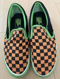 【VANS スリッポン ハロウィンカラー チェッカー フラッグ US9】