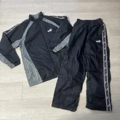 PUMA ナイロンジャージ上下セット ブラック/グレー