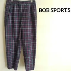 BOB SPORTS♡スラックス　チェック　パンツ　　タック　裏地付き　ネイビー