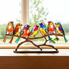 ステンドグラス風 オブジェ インテリア 鳥 サンキャッチャー 置物DIY風水