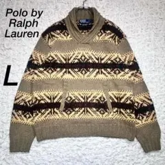 『希少』　ポロバイラルフローレン　90s ネイティブ　バンドニット　総柄　L
