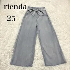 rienda カットオフワイドリボン デニムパンツ ハイウエスト 25