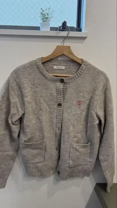 フリークスストア グレー ハート刺繍 ニットカーディガン