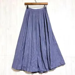 センスオブプレイス　フェイクレザー プリーツロングスカート　ウエストゴム　F