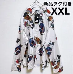 新品タグ付き　和柄シャツ 猫　ねこ　浮世絵 刺青猫 タバコ ラーメン　XXL