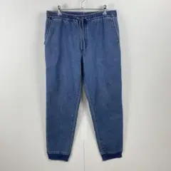 訳あり GU ジーユー 裏地フリースデニムストレッチジョガーパンツ L メンズ