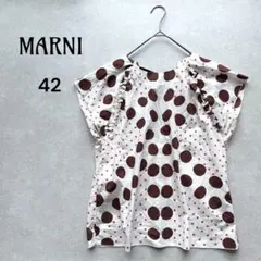 マルニ ドット柄ブラウス フレンチスリーブ フリル トップス バックリボンのサムネイル