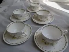 HOYA たんぽぽ柄 コーヒーカップ＆ソーサー 5客セット レトロ 昭和