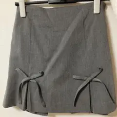 リボン付きグレープリーツスカート F
