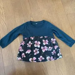 花柄ネイビー長袖トップス 80cm