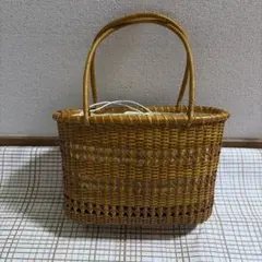 【中古品☆竹】美品！和洋兼用！網代籠バック 網代編みバッグ 2L 交色(約W32cm×H23cm×D11cm)ファッション小物 工芸品