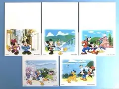 ディズニーキャラクター　絵はがき　５枚セット　近畿の観光スポットにて