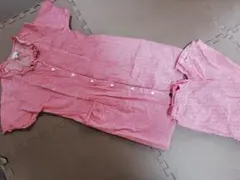 西松屋　綿100%　赤と白のチェック パジャマ 上下セット　ちらじ