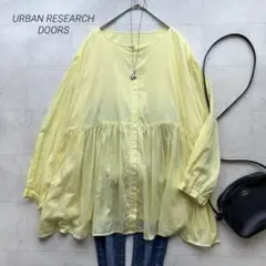 ドアーズ 美品 コットンボイル 2WAY ギャザーブラウス 黄色 イエロー M