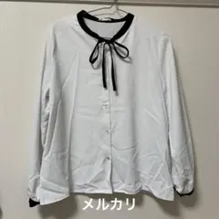 ハニーズ　バイカラー　配色　リボン　ブラウス　ホワイト　ブラック
