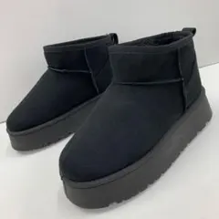 新品★レディース★Lサイズ★裏ボア 厚底ムートンブーツ 黒 524-1