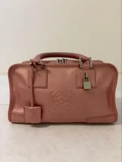 【美品】ロエベ ピンクレザー ハンドバッグ ロゴ付き