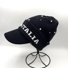 フィラゴルフ　ツバ付き　ニットキャップ　ワッチキャップ　ネイビー　フリーサイズ