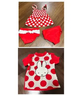 ミッフィー ❤︎miffy セパレート水着 80.90サイズ2着セット水玉ドット赤