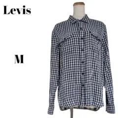 Levis リーバイス チェック柄 ガーゼ素材 長袖シャツ M ブルー系のサムネイル