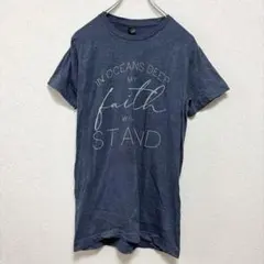 タルテックス Tシャツ クルーネック プリント S 紺 綿混 お出かけ スリムのサムネイル