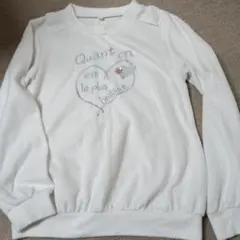 ホワイト刺繍トレーナー 160
