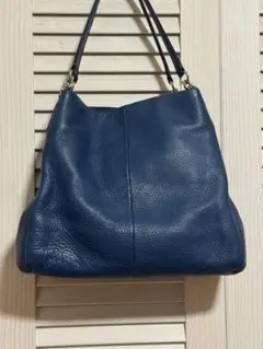 COACH ロイヤルブルー　 レザー ハンドバッグ　超美品