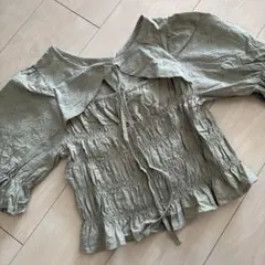 RETRO GIRL オリーブグリーン シャーリングブラウス 半袖