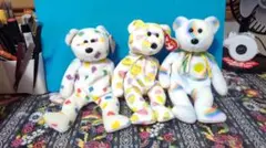 Ty ビーニーベイビーズ　クマのぬいぐるみ 白　柄物　3体セット