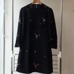純毛『ロングコート』オーダーメード/本刺繍(花柄)入り/厚手防水断熱/世界で一着