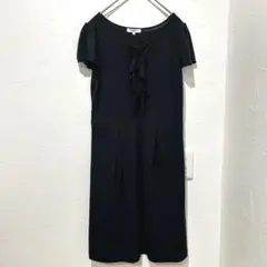【美品】ナチュラルビューティベーシック(M)ワンピース 黒 リボン フォーマル