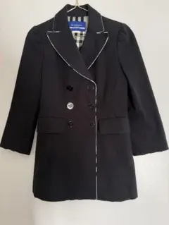 バーバリーブルーレーベル ノバチェック裏地 ダブルジャケット ブラック 36