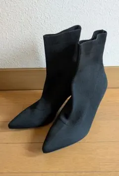 RANDAブラックニットポインテッドトゥブーティ