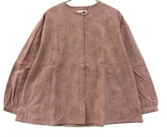 綿プリント前開きブラウス　ピンク