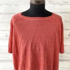 ヒューマンウーマン サマーニット 麻100% コーラルレッド M