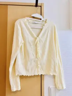 earth music&ecology イエロー長袖カーディガン