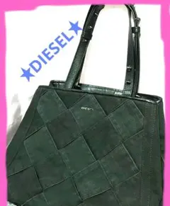 DIESEL トートバッグ ディーゼル ブラックデニム ハンドバッグ 2way
