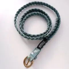 ANGLO アングロ イギリス製 レザー メッシュ 細ベルト ブルーグリーン